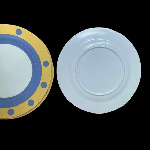 Melamine Plates, Set of 4, blue & yellow, 9 1/4” diameter - Picture 2 of 6
